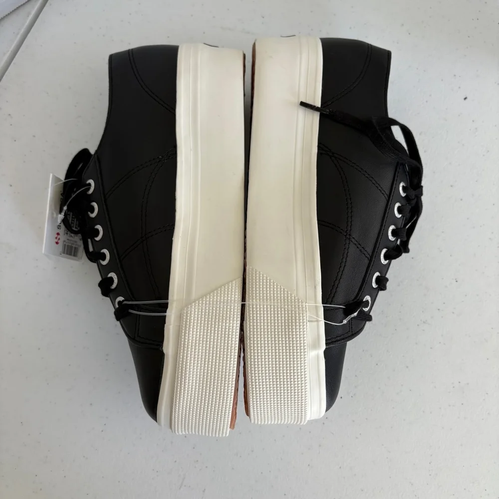 NWT Superga 2790 Nappa Platform Sneakers, Black, Size 9 women